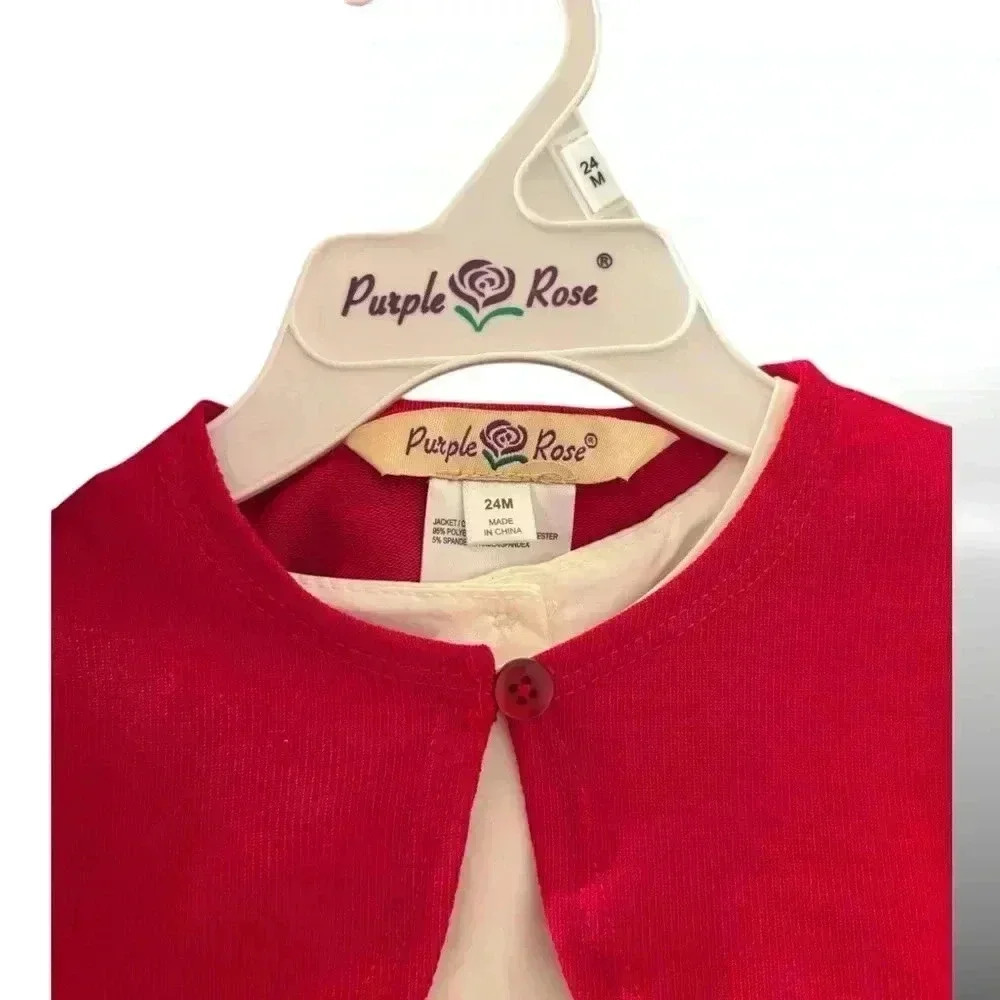 NWT 24 mo Embroidered Christmas white and red Purple&Rose dress. Dsct w bundle. - Picture 4 of 11